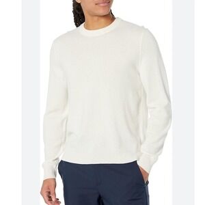 Theory Merino Wool Cream White Crew Neck Long Sleeve Sweater Size Large